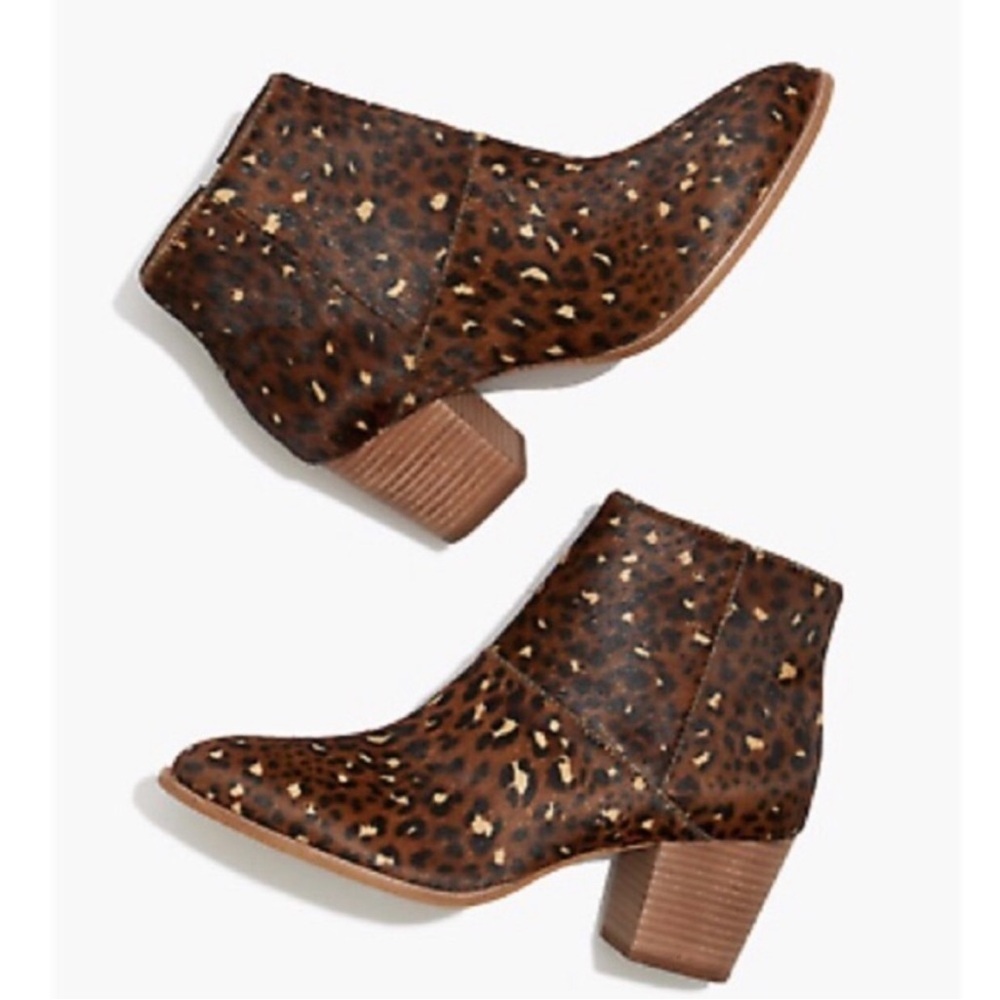 Madewell Boots NWOT Real fur dyed calf hair  booties In animal print